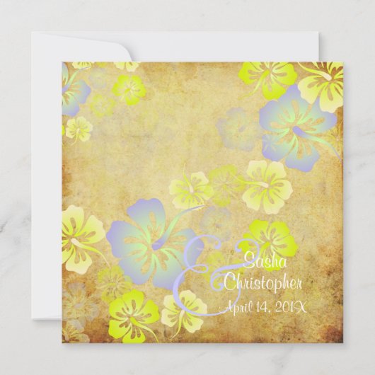Vintage/Leis/Luau/hibiscusWedding-uitnodigingen Kaart (Voorkant)