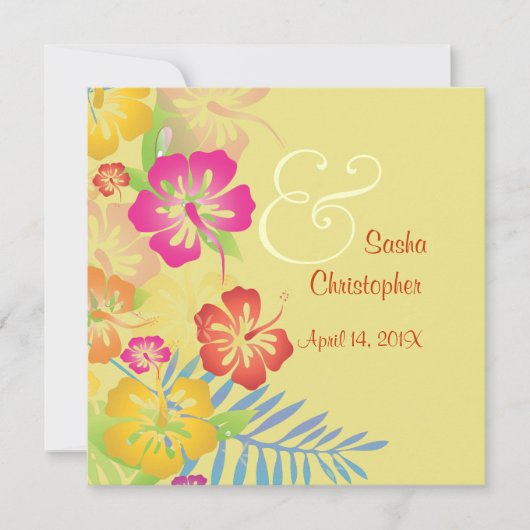Vintage/Leis/Luau/hibiscusWedding-uitnodigingen Kaart (Voorkant)