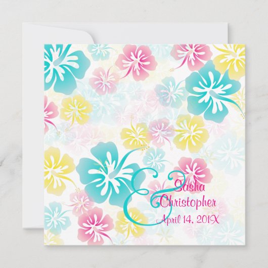 Vintage/Leis/Luau/hibiscusWedding-uitnodigingen Kaart (Voorkant)