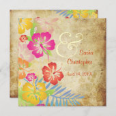 Vintage/Leis/Luau/hibiscusWedding-uitnodigingen Kaart (Voorkant / Achterkant)