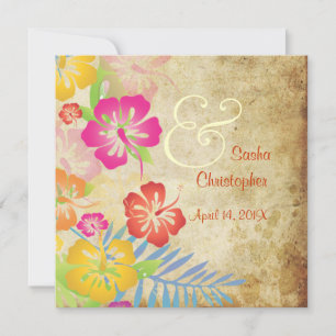 Vintage/Leis/Luau/hibiscusWedding-uitnodigingen Kaart