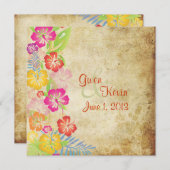 Vintage/Leis/Luau/hibiscusWedding-uitnodigingen Kaart (Voorkant / Achterkant)