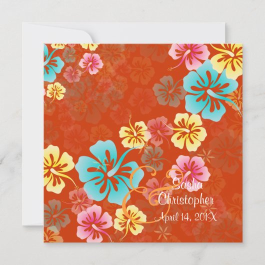Vintage/Leis/Luau/hibiscusWedding-uitnodigingen Kaart (Voorkant)