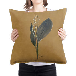 Vintage lelietje-van-dalen decor, aardse boerderij kussen