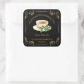 Vintage Lemon Balm Tea Square Label (Tas)