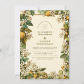 Vintage Lemon Blossom Botanical Wedding Kaart (Voorkant)