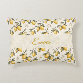 Vintage Lemon Blossom – Elegante Botanische Citroe Accent Kussen