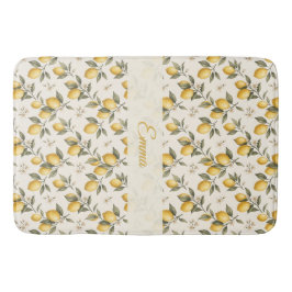 Vintage Lemon Blossom – Elegante Botanische Citroe Badmat