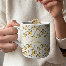 Vintage Lemon Blossom – Elegante Botanische Citroe Koffiemok