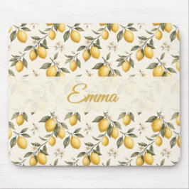 Vintage Lemon Blossom – Elegante Botanische Citroe Muismat