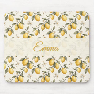 Vintage Lemon Blossom – Elegante Botanische Citroe Muismat