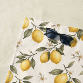 Vintage Lemon Blossom – Elegante Botanische Citroe Strandlaken