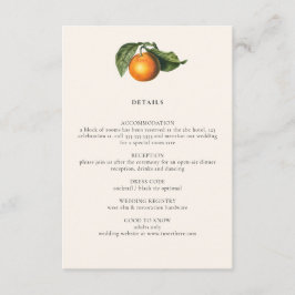Vintage Lemon Citrus Botanical Wedding Details Informatiekaartje
