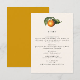 Vintage Lemon Citrus Botanical Wedding Details Informatiekaartje