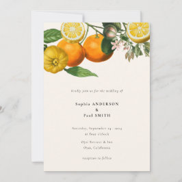 Vintage Lemon Citrus Botanical Wedding Kaart