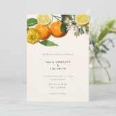 Vintage Lemon Citrus Botanical Wedding Kaart (Staand voorkant)