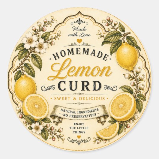 VIntage Lemon Curd Etiket (Voorkant)