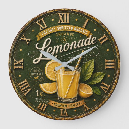 Vintage Lemonade Rustic Fresh Lemon Farmhouse Grote Klok (Voorkant)