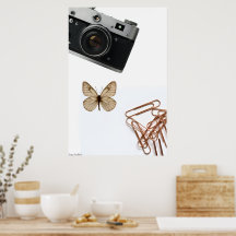  Vintage Lens & Golden Flight: Minimalist Collage