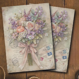 Vintage Lente Bloemboeket Ephemera Decoupage Tissuepapier