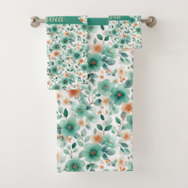 Vintage Lente Groen Bloemmotief Persoonlijk Bad Handdoek