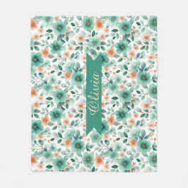 Vintage Lente Groen Bloemmotief Persoonlijk Fleece Deken