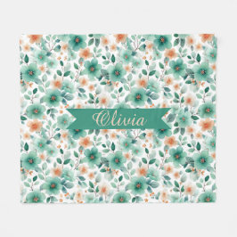 Vintage Lente Groen Bloemmotief Persoonlijk Fleece Deken
