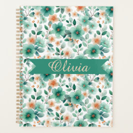 Vintage Lente Groen Bloemmotief Persoonlijk Planner