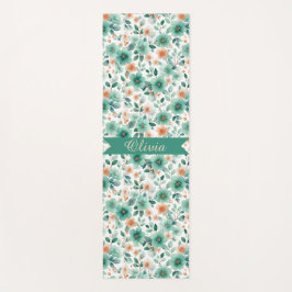 Vintage Lente Groen Bloemmotief Persoonlijk Yogamat