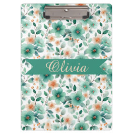 Vintage Lente Groen Gebloemd Gepersonaliseerd Klembord