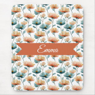 Vintage Lente Oranje Bloemen Persoonlijk Muismat