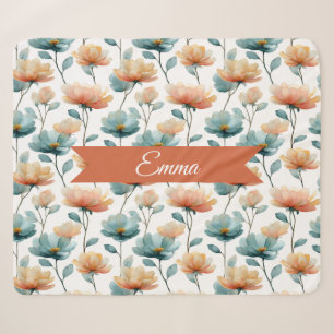 Vintage Lente Oranje Bloemen Persoonlijk Sherpa Deken
