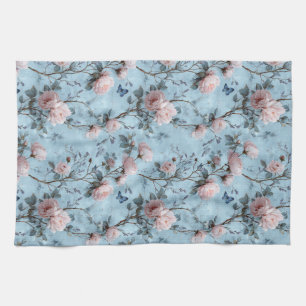 Vintage lente peonies op blauw theedoek