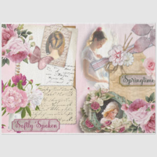 Vintage Lente Shabby Chic Serie Design 1 Tissuepapier