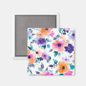Vintage Lentetuin Aquarel Bloemen Magneet (Voorkant / Achterkant)