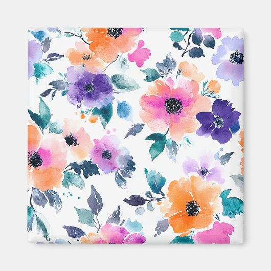 Vintage Lentetuin Aquarel Bloemen Magneet (Voorkant)