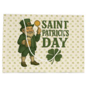 Vintage, leprechaun Saint Patrick's Day Groot Cadeauzakje (Achterkant)