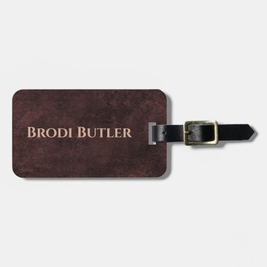 Vintage Leren Stijl Monogram Bagagelabel (Voorkant horizontaal)