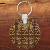Vintage Leren Tribale Giraffe Dierprint Sleutelhanger (Voorkant)