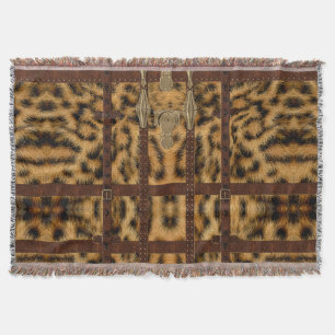 Vintage Leren Tribale Luipaard Dierprint Deken