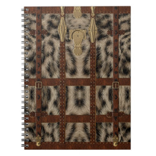 Vintage Leren Tribale Sneeuwluipaard Dierenprint Notitieboek