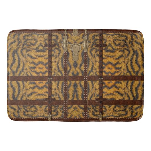 Vintage Leren Tribale Tijger Dierprint Badmat (Voorkant)