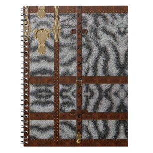 Vintage Leren Tribale Witte Tijger Dierprint Notitieboek