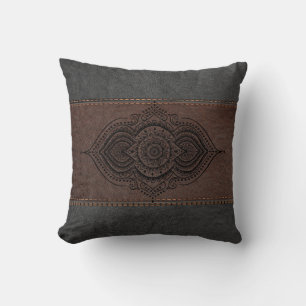 Vintage Leren Zwarte Kant ornament Kussen