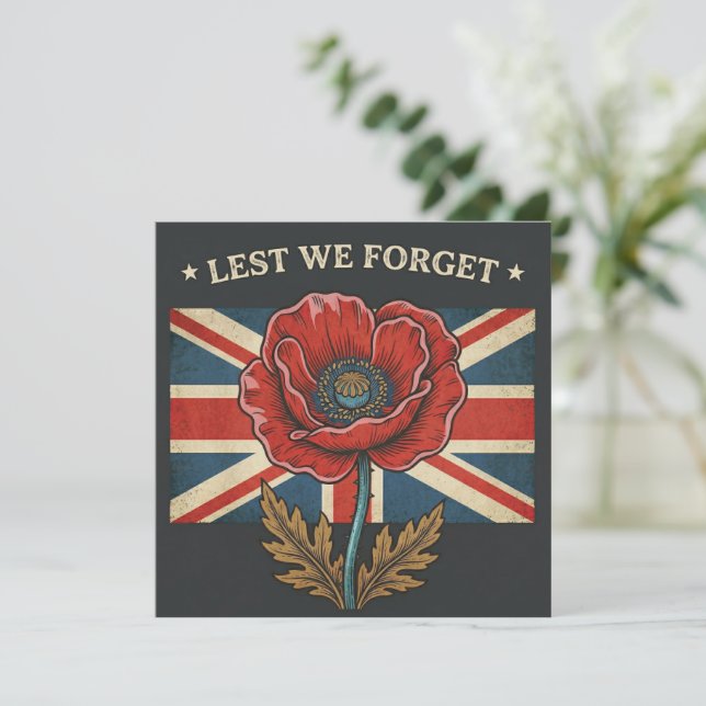 Vintage "Lest We Forget" Remembrance Day Papaver (Staand voorkant)