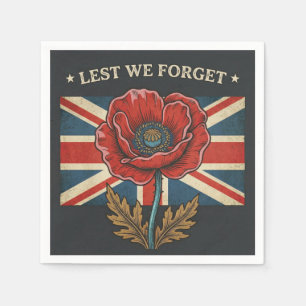 Vintage "Lest We Forget" Remembrance Day Papaver Servet