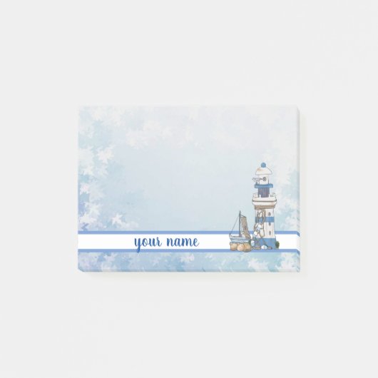 Vintage Leuchtturm mit schiff Post-it® Notes (Voorkant)