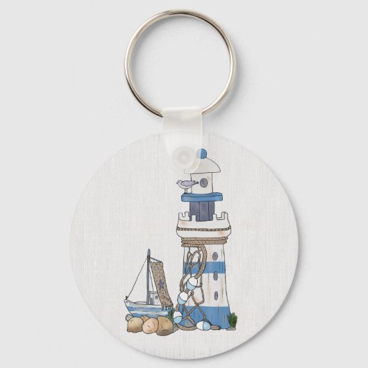 Vintage Leuchtturm mit Schiff Sleutelhanger (Voorkant)