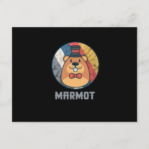 Vintage Leuke Kleurrijke Retro van de Marmot van Feestdagenkaart