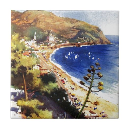 Vintage Levanto Genova Italië Toerisme Tegeltje (Voorkant)